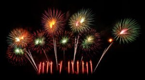 International fireworks festival display at night